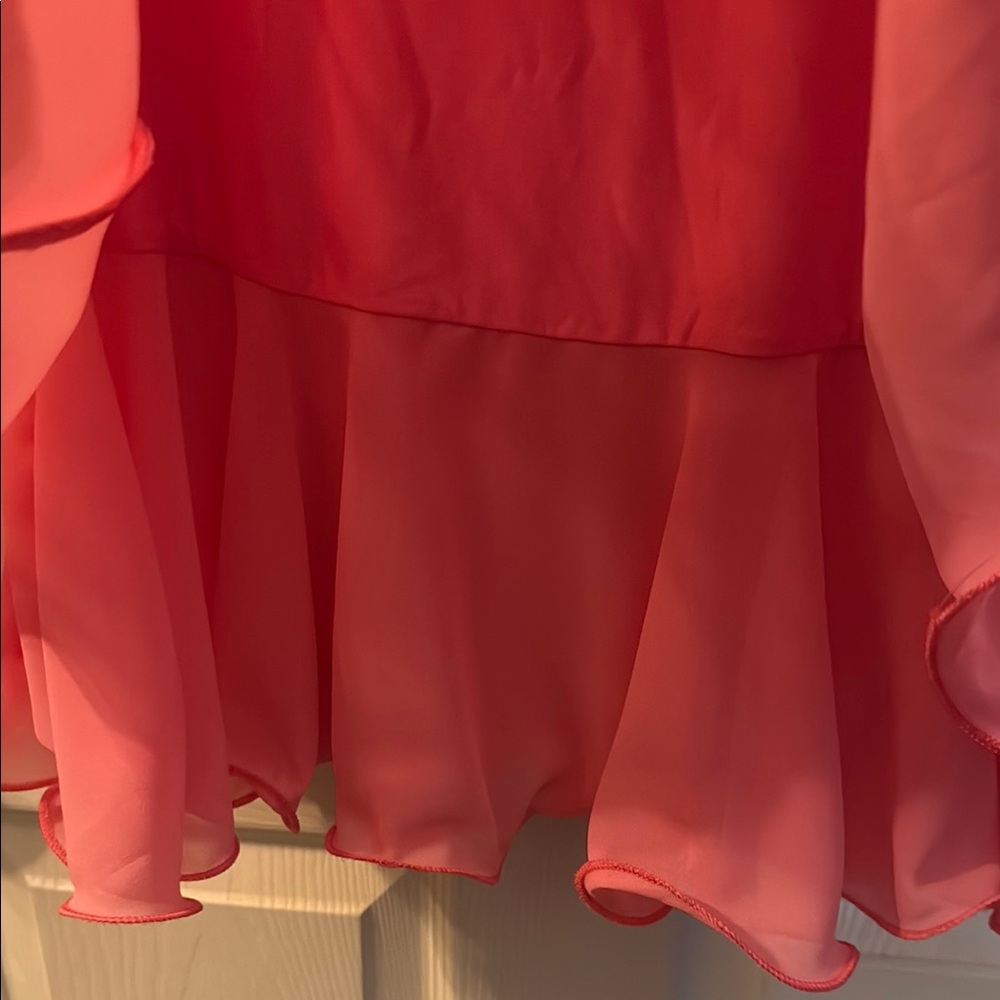 Pink Ruffled 3/4 Sleeve Boxy Blouse - Picture 6 of 10